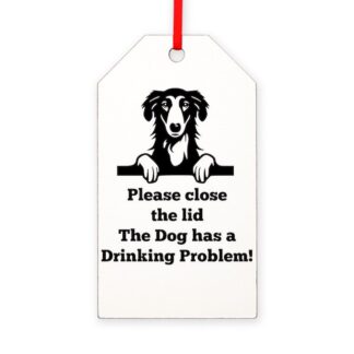 BORZOI TOILET DRINKING PROBLEM Gift Tag Ornament