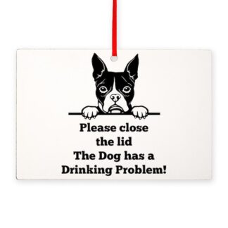 BOSTON TERRIER TOILET DRINKING PROBLEM Rectangle Ornament