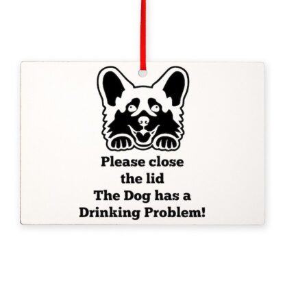 CORGI TOILET DRINKING PROBLEM Rectangle Ornament