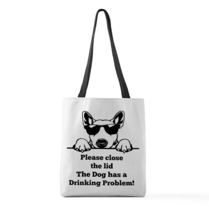 BULL TERRIER TOILET DRINKING PROBLEM Medium Tote Bag