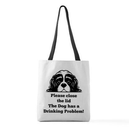 CAVALIER KING CHARLES TOILET DRINKING PROBLEM Medium Tote Bag