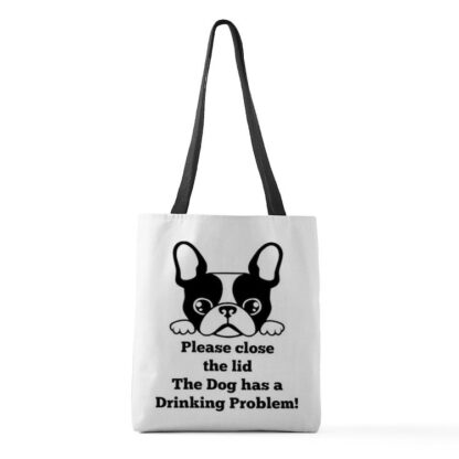 FRENCH BULLDOG TOILET DRINKING PROBLEM Medium Tote Bag