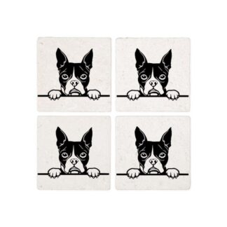 PEEKING BOSTON TERRIER Coasters