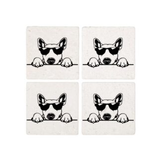 PEEKING BULL TERRIER Coasters