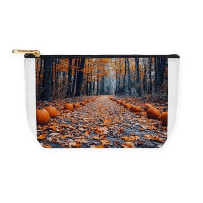 Fall Road With Pumpkins Makeup Bag