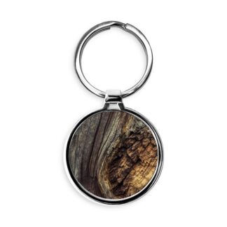 Knot in a Log Wood Texture Circle Keychain