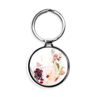 Pink Floral Bouquet Circle Keychain