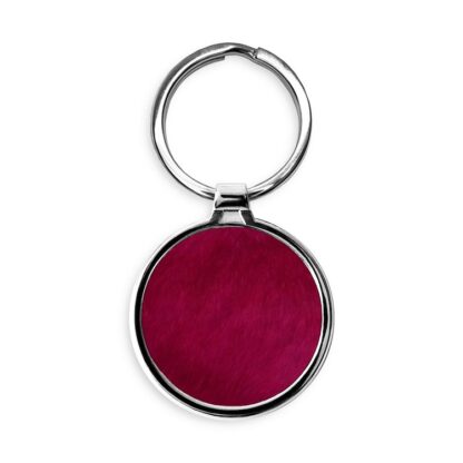 Crimson Textured Pattern Circle Keychain