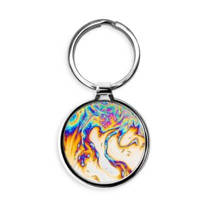 Psychedelic Oil Spill Circle Keychain