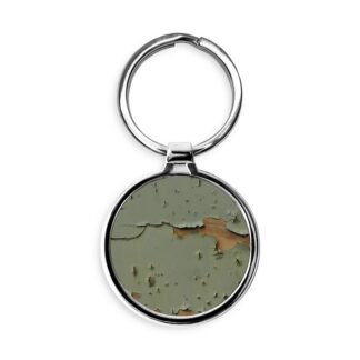 Peeling and Cracked Drab Green Paint Circle Keychain