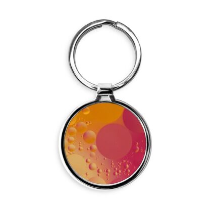 Red and Orange Bubbles and Craters Circle Keychain