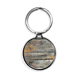 Weathered and Textured Wood Planks Circle Keychain