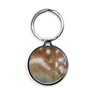 White Spotted Animal Fur Circle Keychain