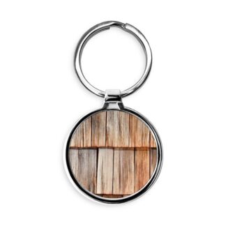 Weathered Wooden Siding Circle Keychain