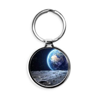 View of Eath From The Moon Circle Keychain