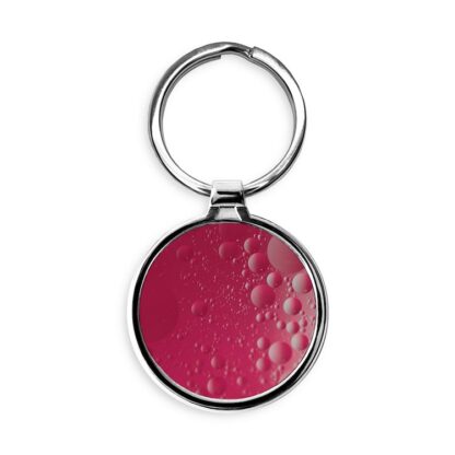 Pink and White Circle Craters Circle Keychain