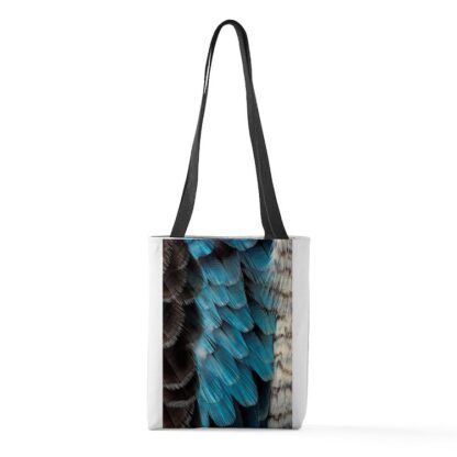 Black, Blue and White Feathers Small Tote Bag