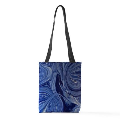 Blue Abstract Swirls Small Tote Bag