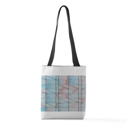 Light Red and Blue Geometric Pattern Small Tote Bag