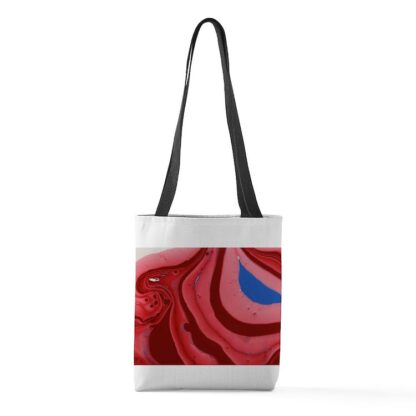 Abstract Fluid Art Red and Blue Small Tote Bag