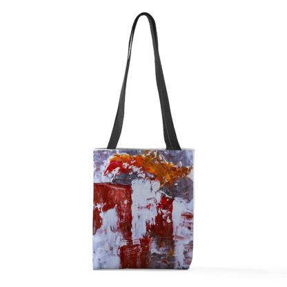 Abstract Art Orange, Red, and Gray Small Tote Bag