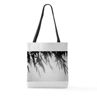 Black and White Tree Leaves Large Tote Bag