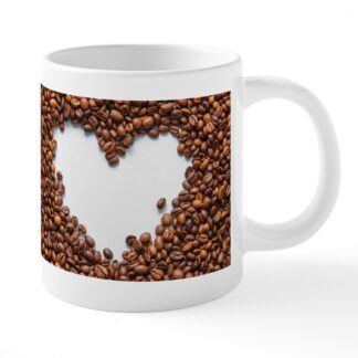 Coffee Bean Heart 20 oz Ceramic Mega Mug