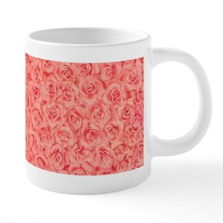 Pink Floral Rose Texture 20 oz Ceramic Mega Mug