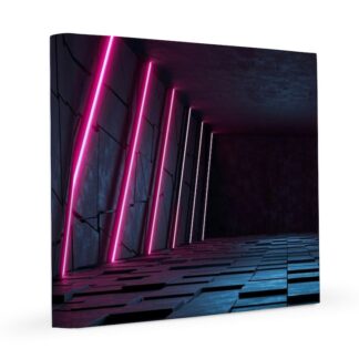 Futuristic Neon Lighted Walkway 8x8 Canvas Print