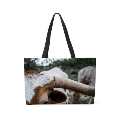 Closeup of a Steer Face Weekender Tote