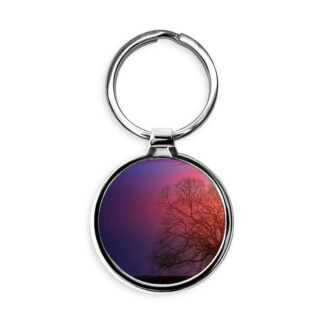 Colorful Tree Landscape Circle Keychain