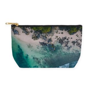 Aerial View of a Beach Makeup Bag